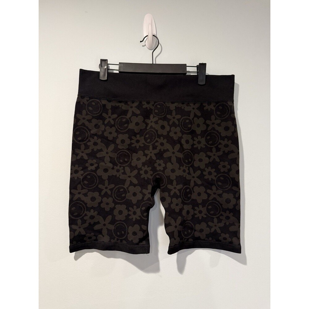Forever 21 Black Floral & Smiley Bike Shorts